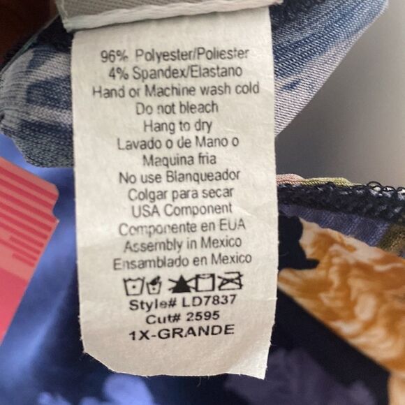 NWT Floral Navy Bodycon Asymmetrical Maxi Dress - Size 1X - Picture 11 of 11